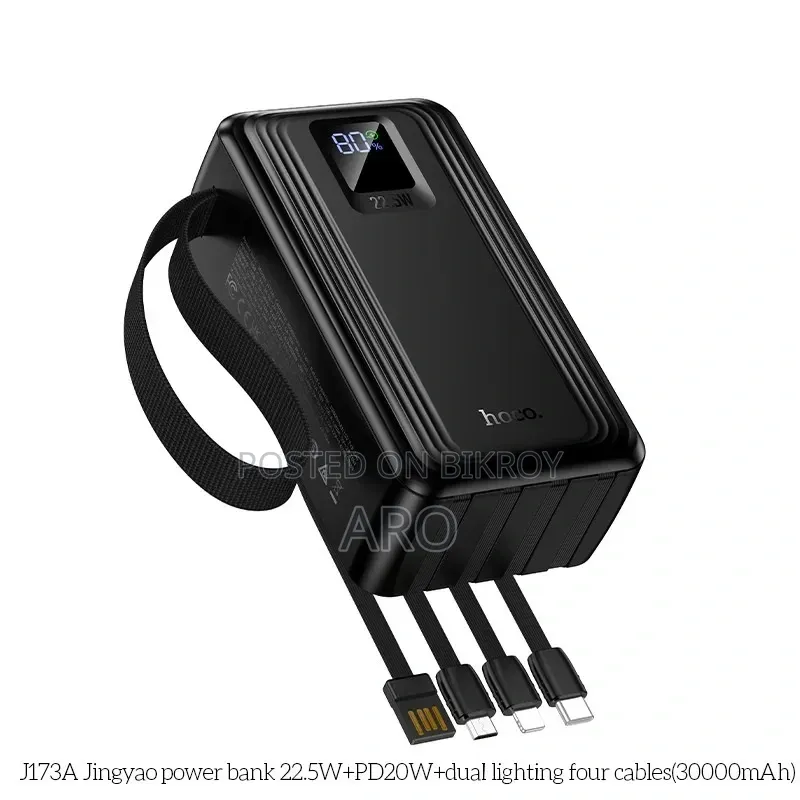Hoco J173A 22.5W 30000mAh Power Bank With Four Cables – One Power