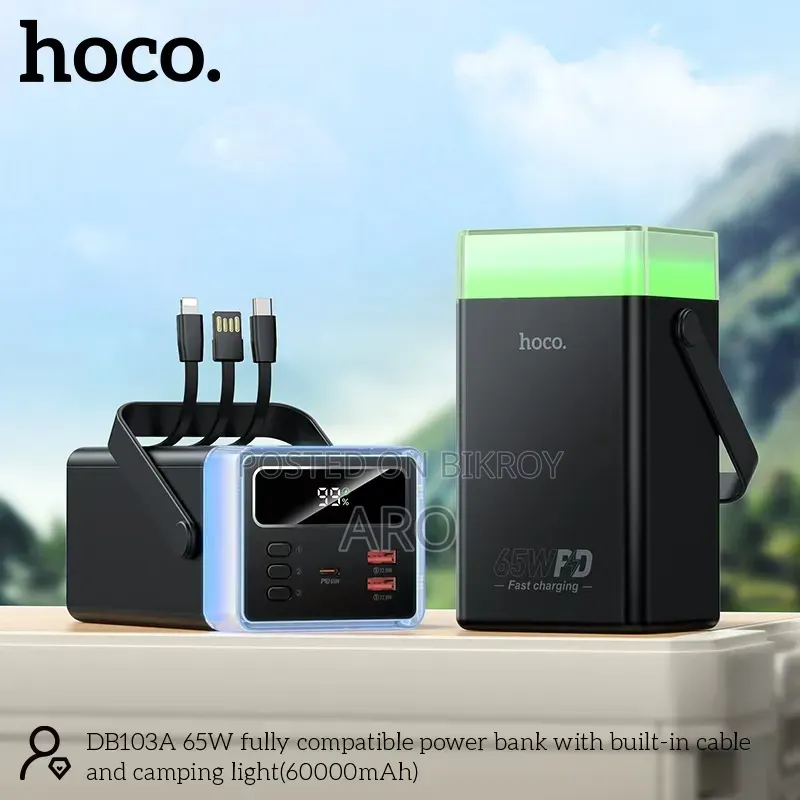 Hoco DB103A 60000mAh 65W High Capacity Power Bank – With Camping Light