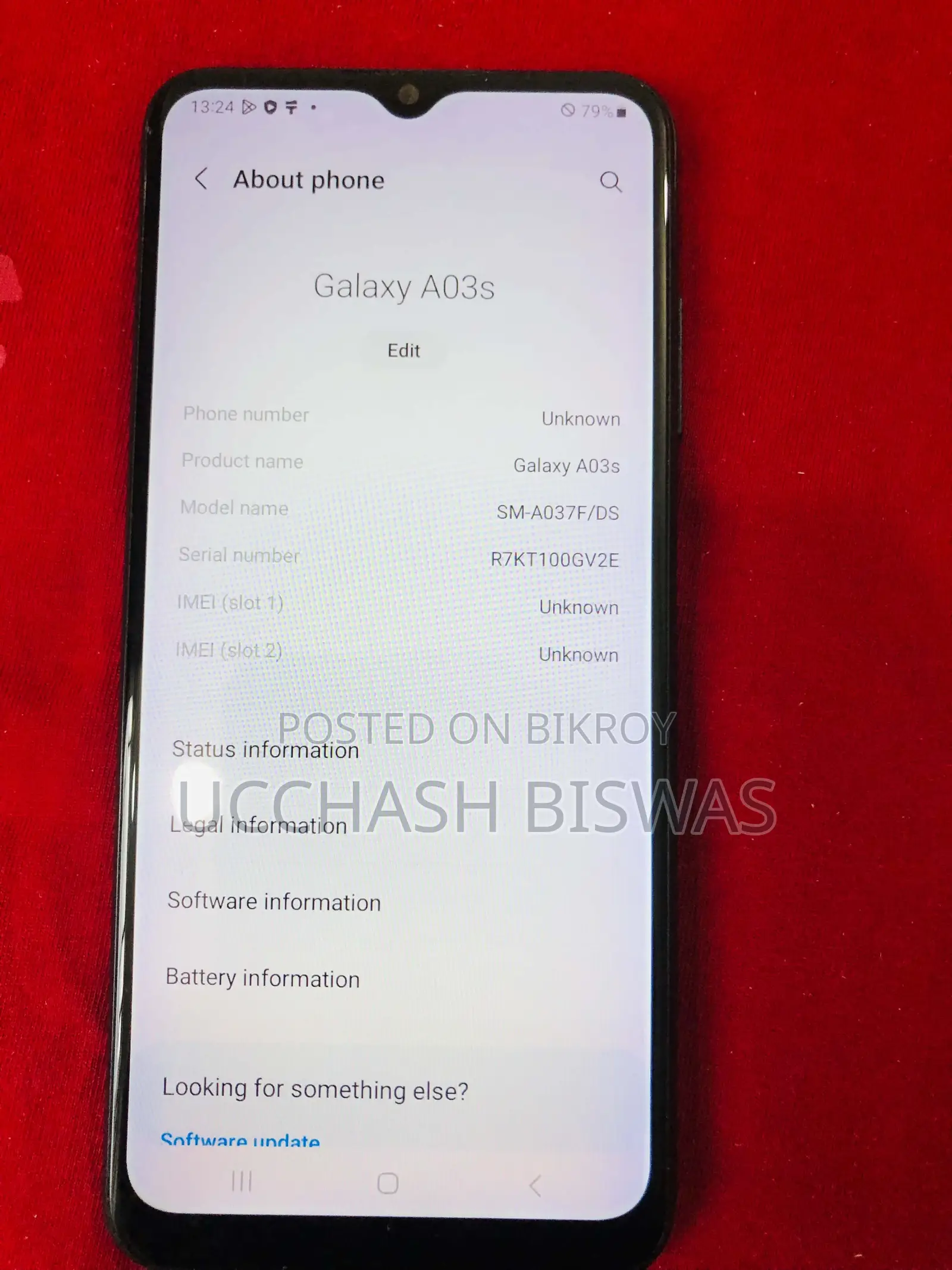 নতুন স্যামসাং গ্যালাক্সি এ০৩এস ৬৪ জিবি কালো