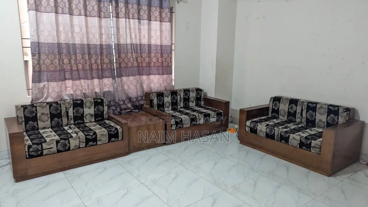 6-Seater Wooden Sofa Set + Tea Table