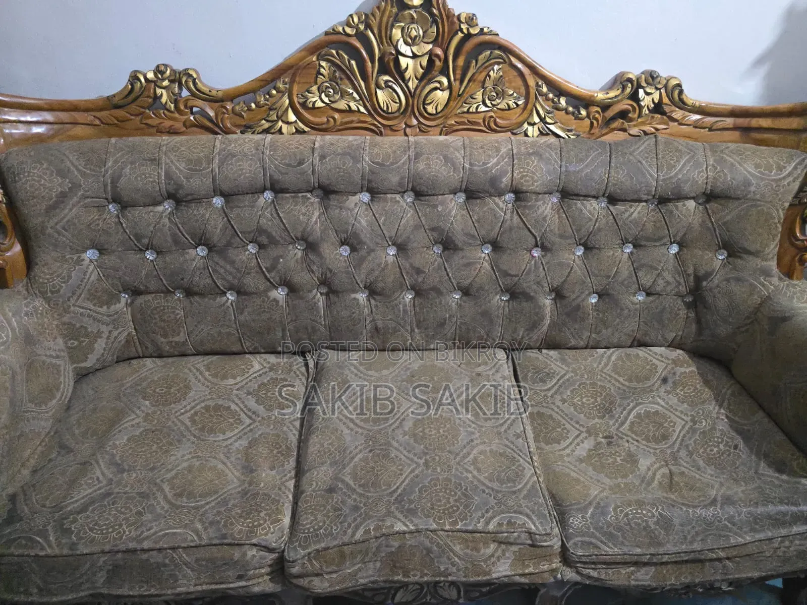 Teak wood Victoria design 3-seater sofa set