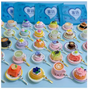 Color: Coffee Cup Cake Blind Bag Random Set With Plate + Fork