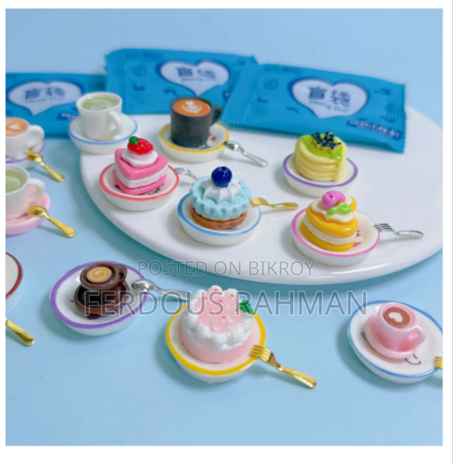 Color: Coffee Cup Cake Blind Bag Random Set With Plate + Fork