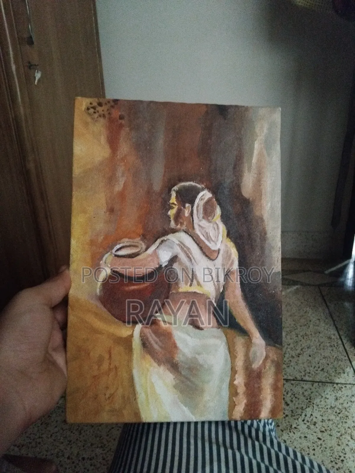 Woman Portrait Acrylic Painting on 12 by 8 Inch Canvas