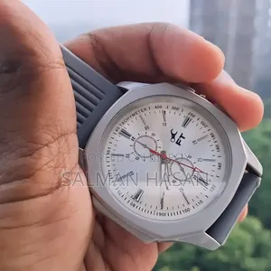EF Premium Men's Analog Watch | White Dial | Grey Silicone Strap