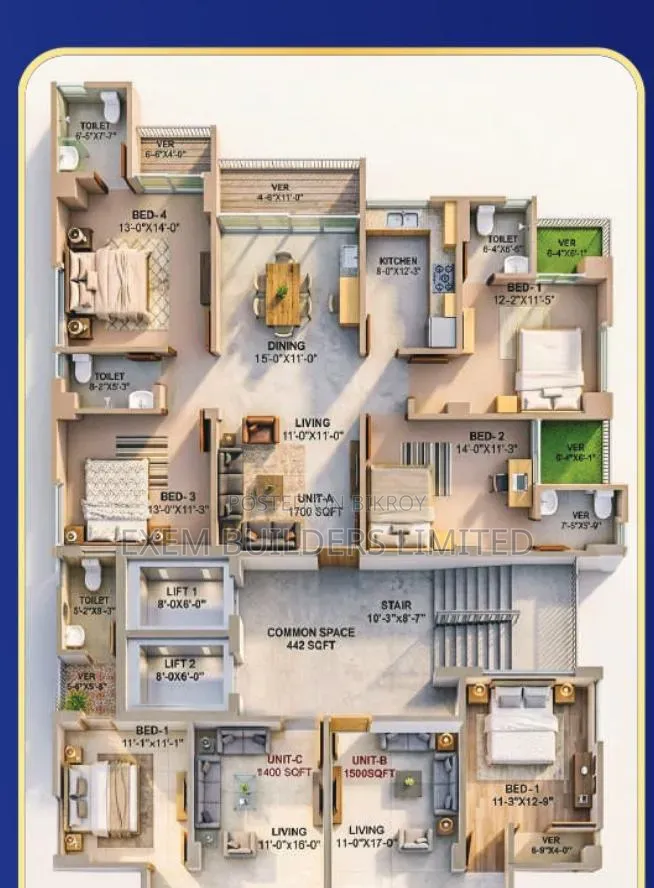 4bdrm Apartment in Exem Sky Palace, Barishal Sadar for Sale