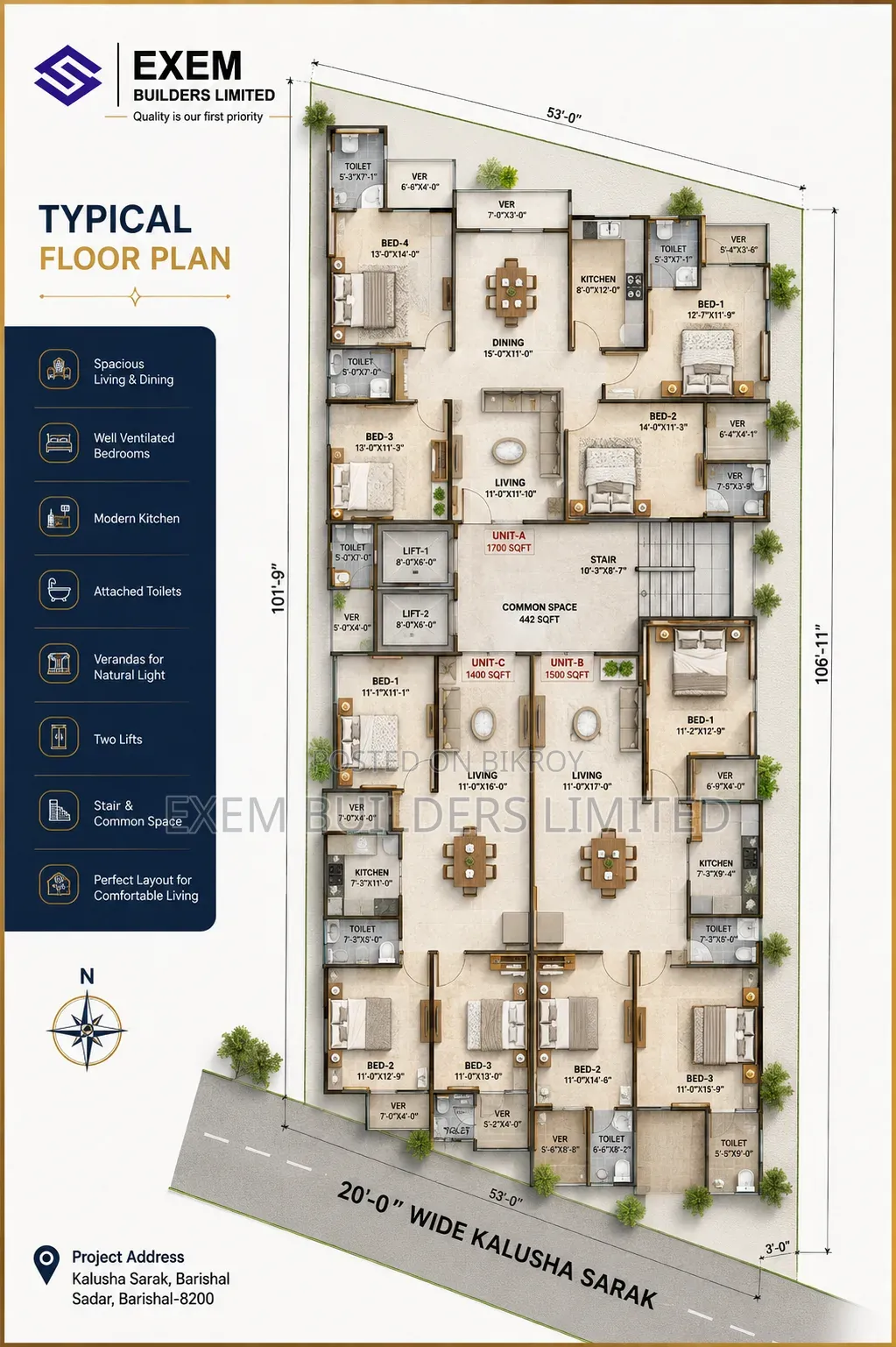 4bdrm Apartment in Exem Sky Palace, Barishal Sadar for Sale