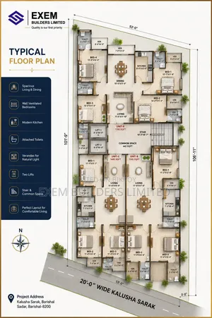 4bdrm Apartment in Exem Sky Palace, Barishal Sadar for Sale