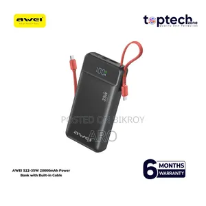 AWEI S22-35w 20000mAh Power Bank With Built-in Cable