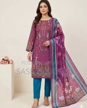 Cotton Unstitched Three-Piece and Chiffon Georgette Dupatta.