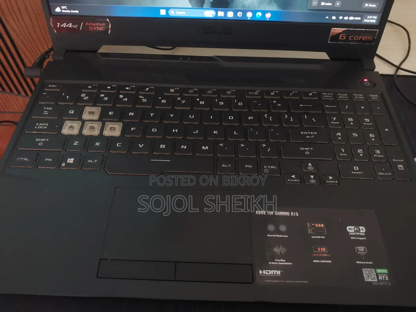 Laptop ASUS Tuf Gaming A15 16gb Amd Ryzen 5 SSD 256gb