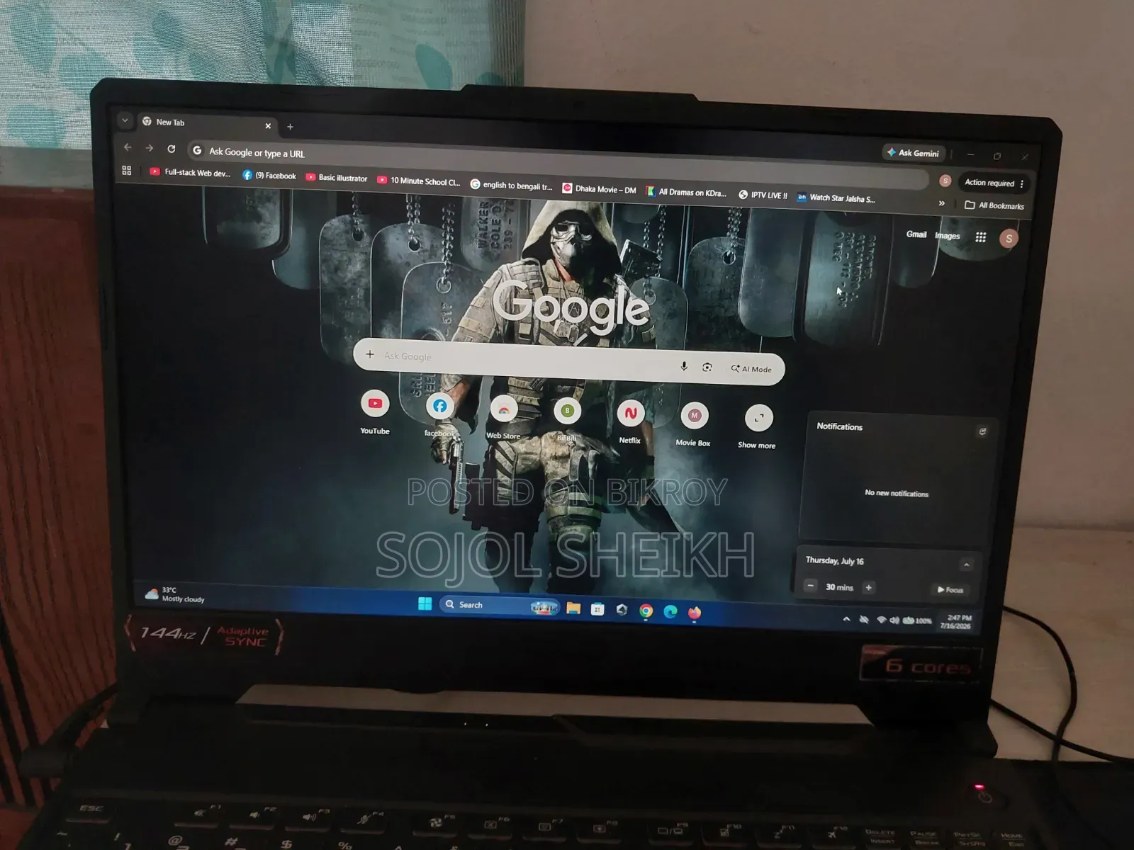 Laptop ASUS Tuf Gaming A15 16gb Amd Ryzen 5 SSD 256gb