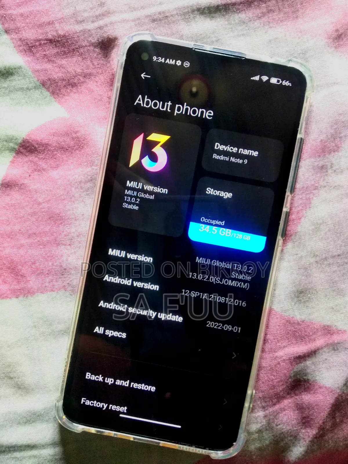 Xiaomi Redmi Note 9 128 GB Yellow