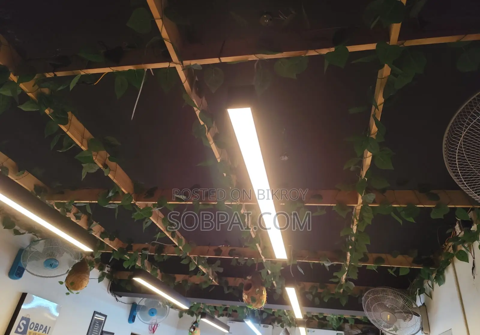 Premium Wooden Ceiling Decor Setup (With Lights Vines)