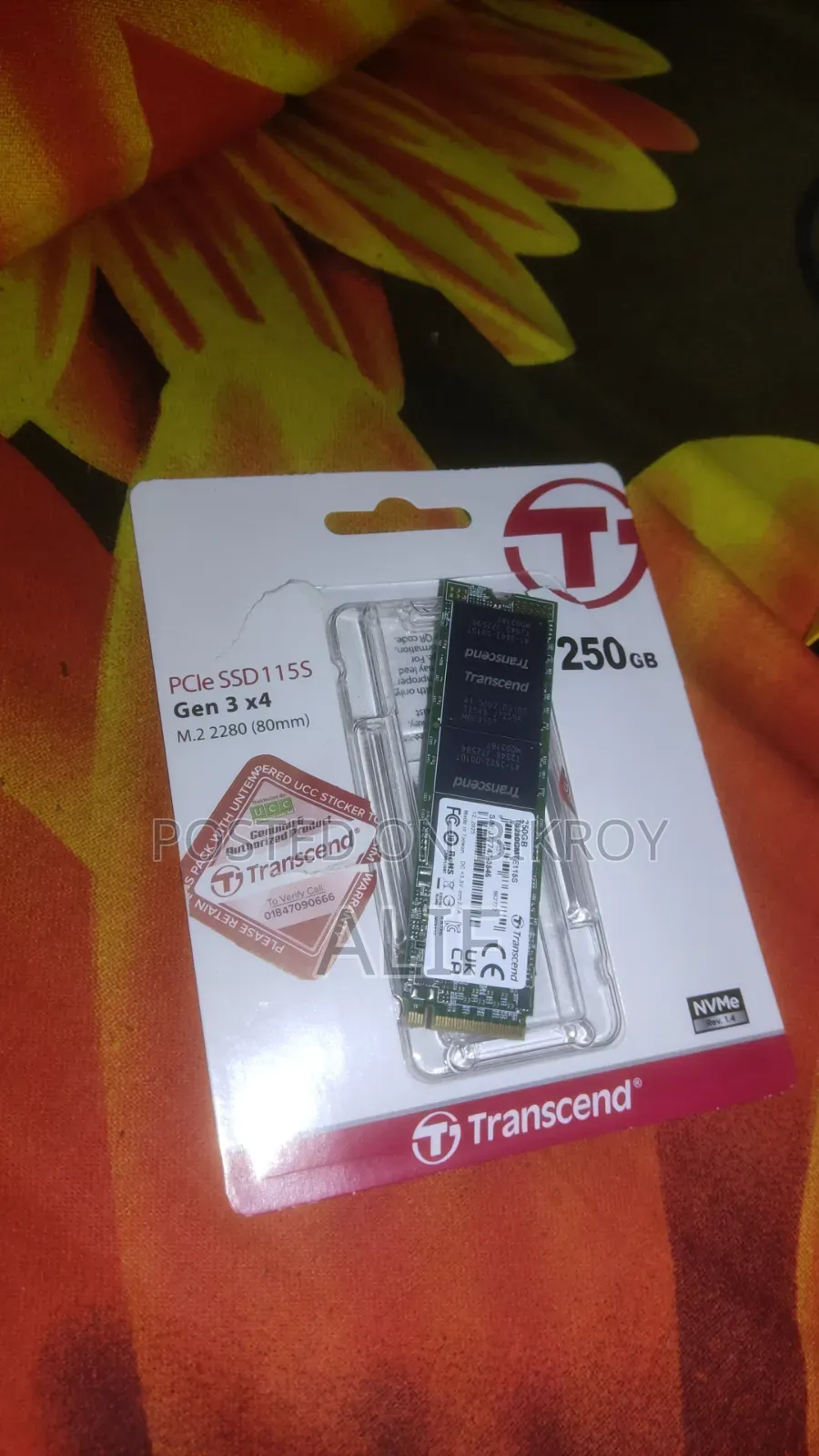 PCIe Gen3x4 250 GB NVME SSD