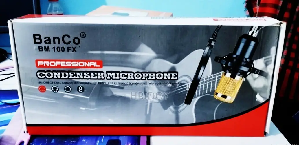 BM-100FX কনডেন্সার মাইক্রোফোন এবং লাইভ সাউন্ড কার্ড V8