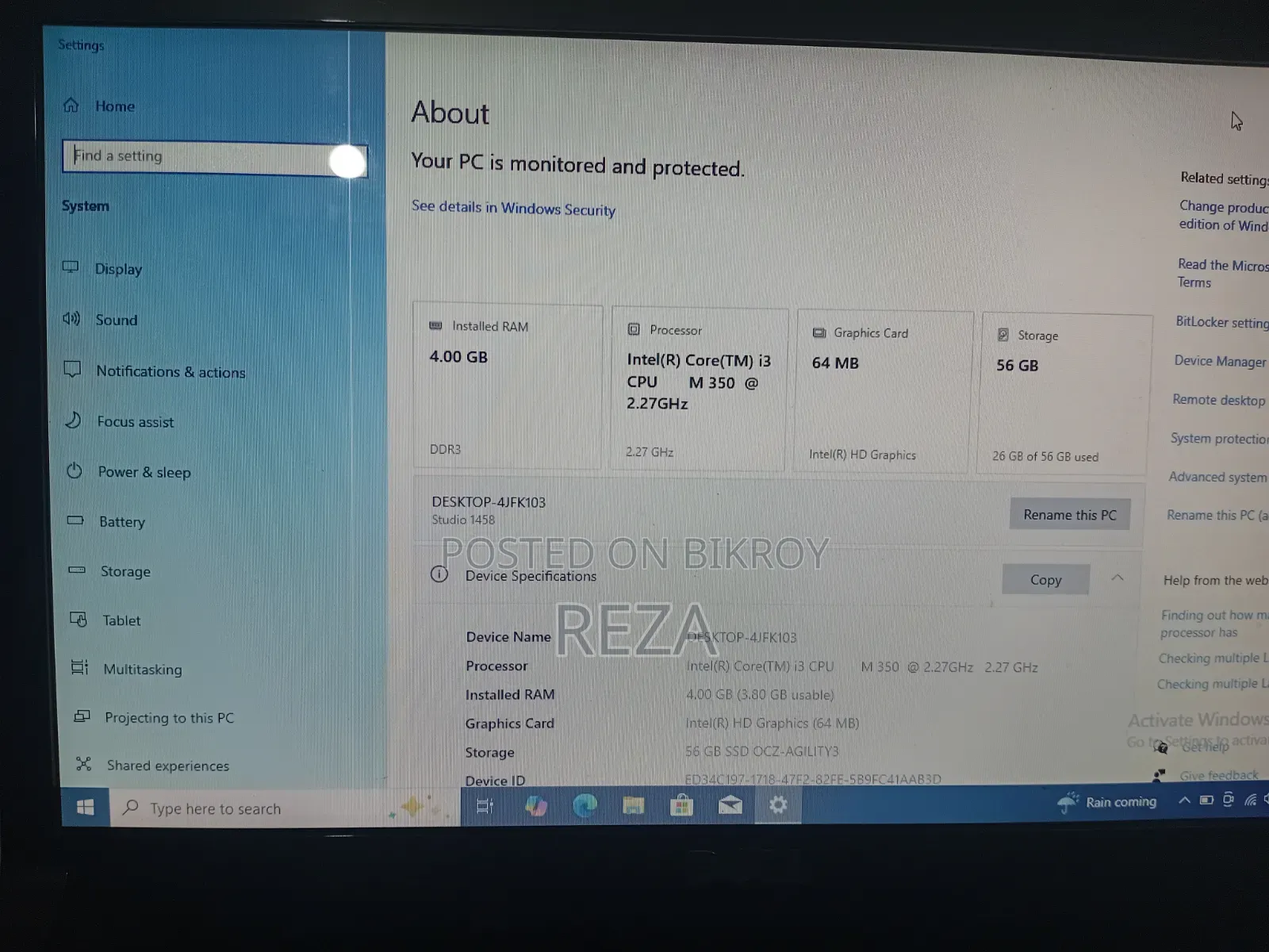 Laptop Dell Inspiron 15 3000 4GB Intel Core I3 SSD 60GB