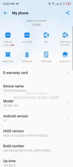 Tecno Pova Neo 2 64 GB Blue
