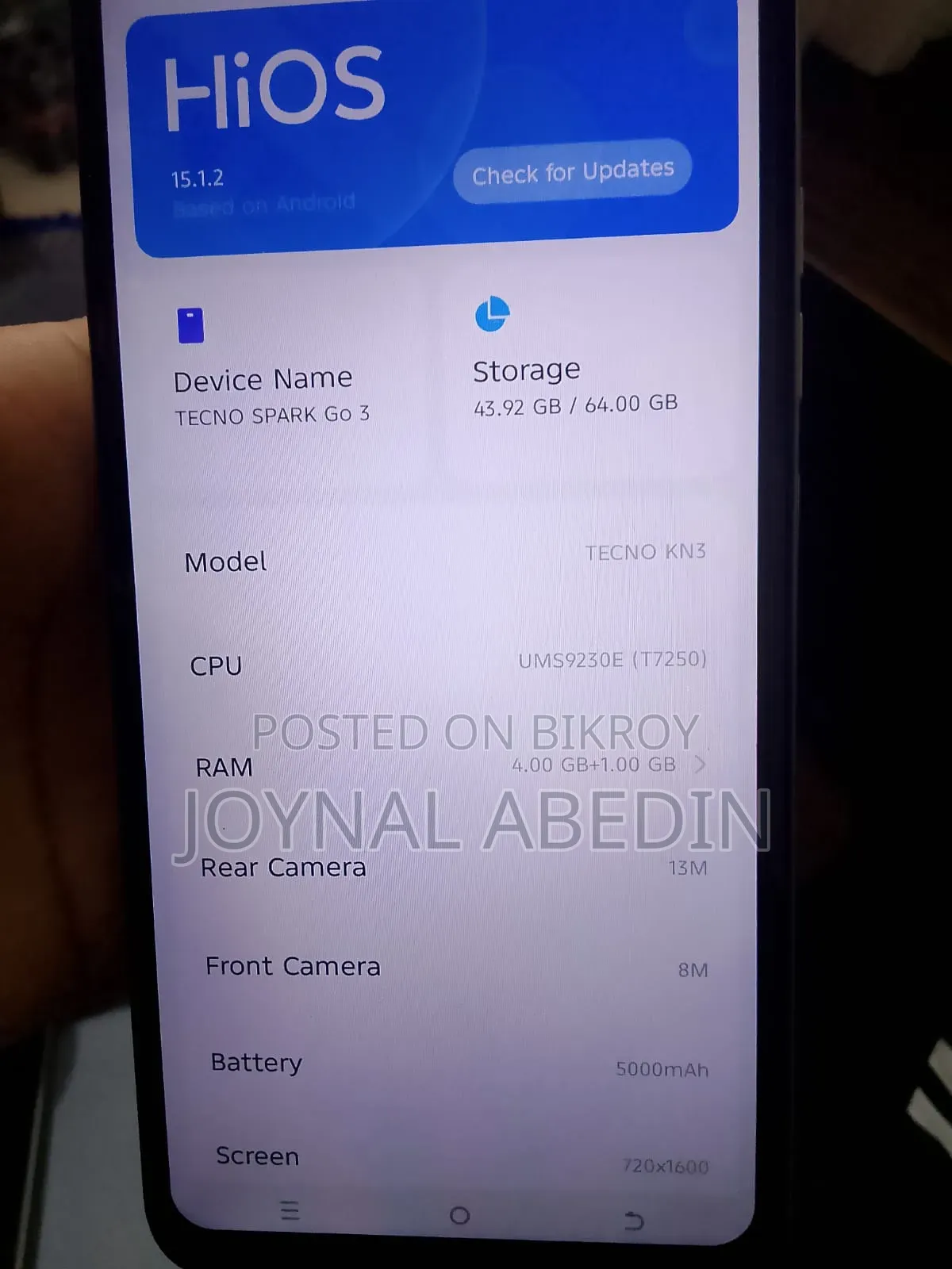 Tecno Spark Go 3 64 GB White
