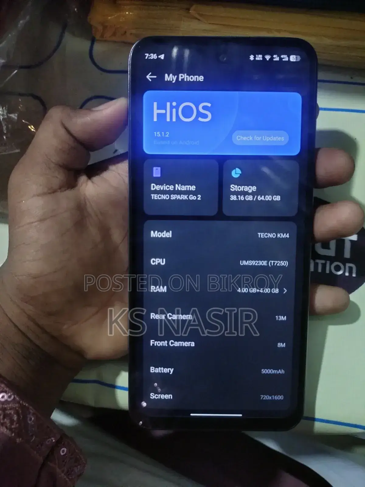 নতুন টেকনো স্পার্ক গো ৬৪ জিবি সিলভার