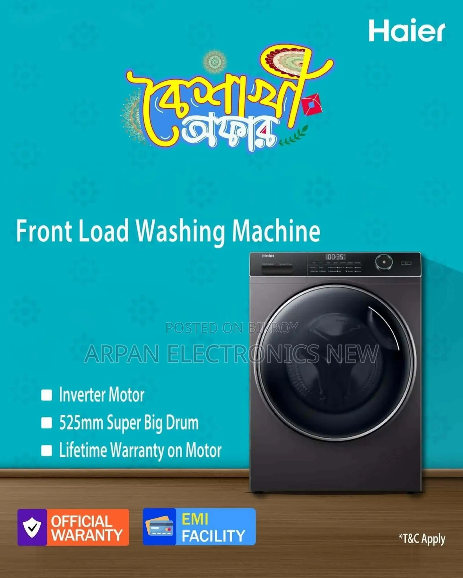 100% Authentic Haier Inverter 10 KG Front Load Washing Machine