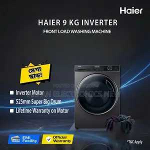 100% Authentic Haier Inverter 9 KG Front Load Washing Machine