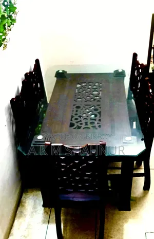 Glass Top Wooden Dining Table
