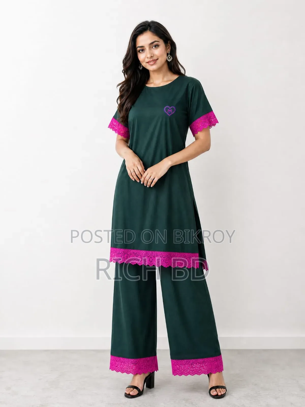 Long T-shirt and Pant, Cotton fabric long T-shirt and pant set.