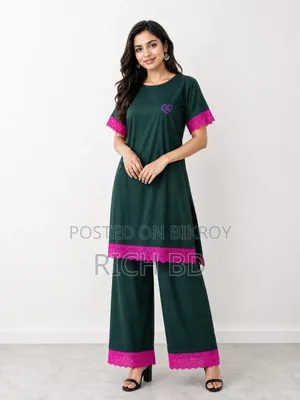 Long T-shirt and Pant, Cotton fabric long T-shirt and pant set.