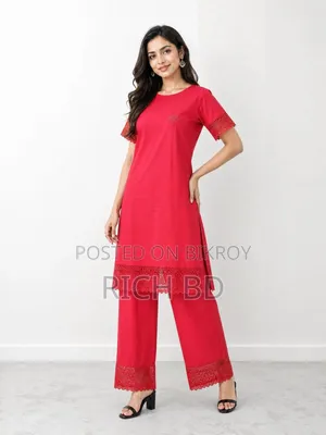 Long T-shirt and Pant, Cotton fabric long T-shirt and pant set.