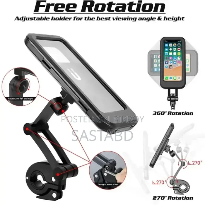 360° Rotation Waterproof Phone Holder Case for Bike Motorcycle