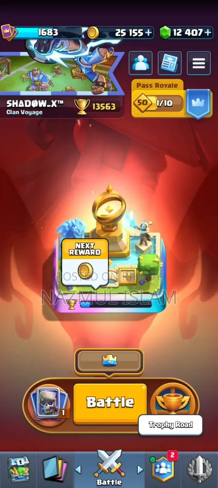 Coc Th 16 and Cr Trophy 13500 Opened on one Gmail, Inbox for more details