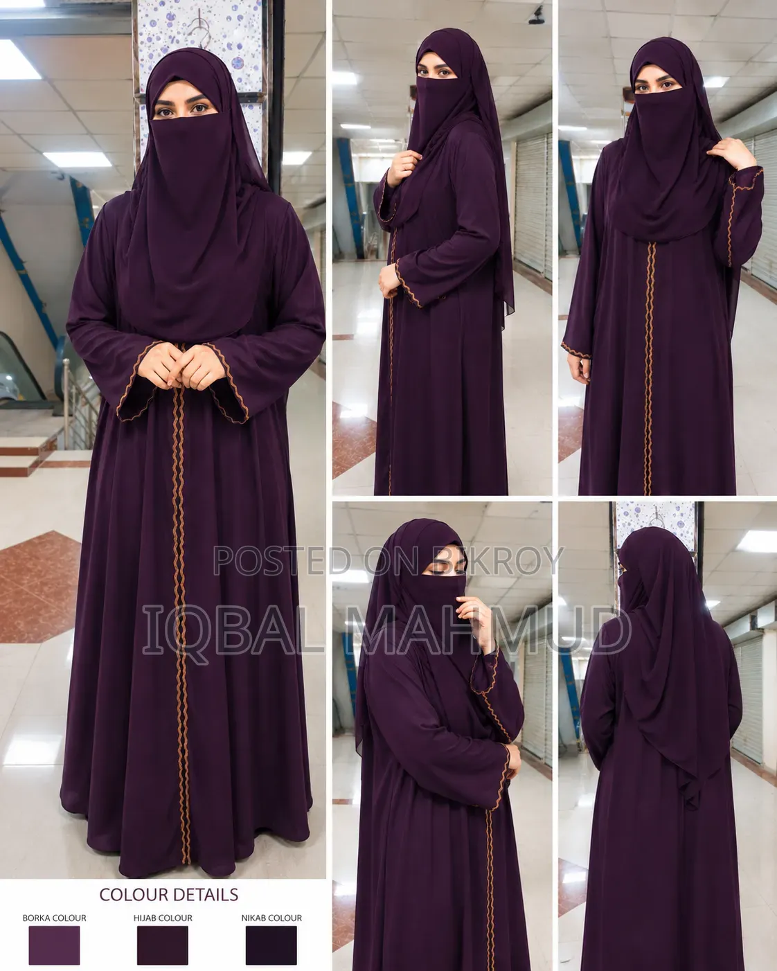 Premium Cherry and Zafran Fabric Burqa