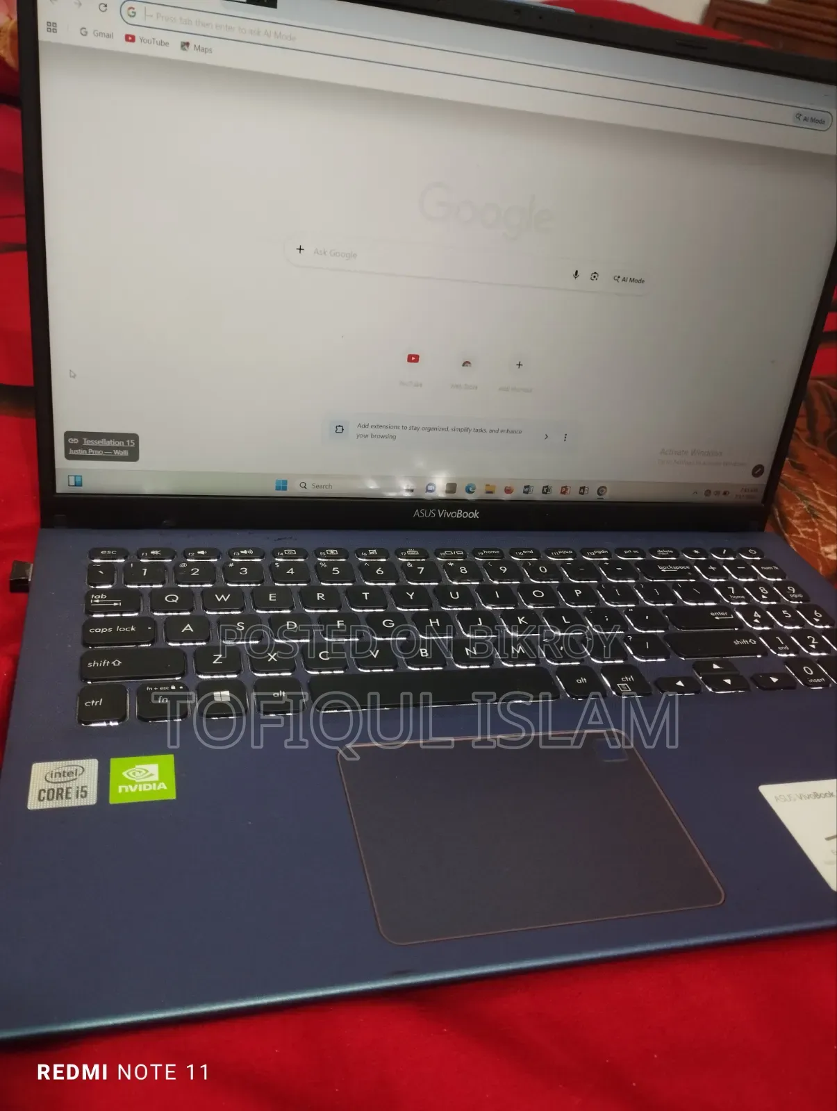 New Laptop Asus Vivobook 15 256GB Intel Core i5 SSHD+SSD 750GB