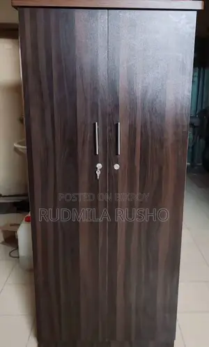 Premium 2 Door Wooden Wardrobe | Dark Wood Finish