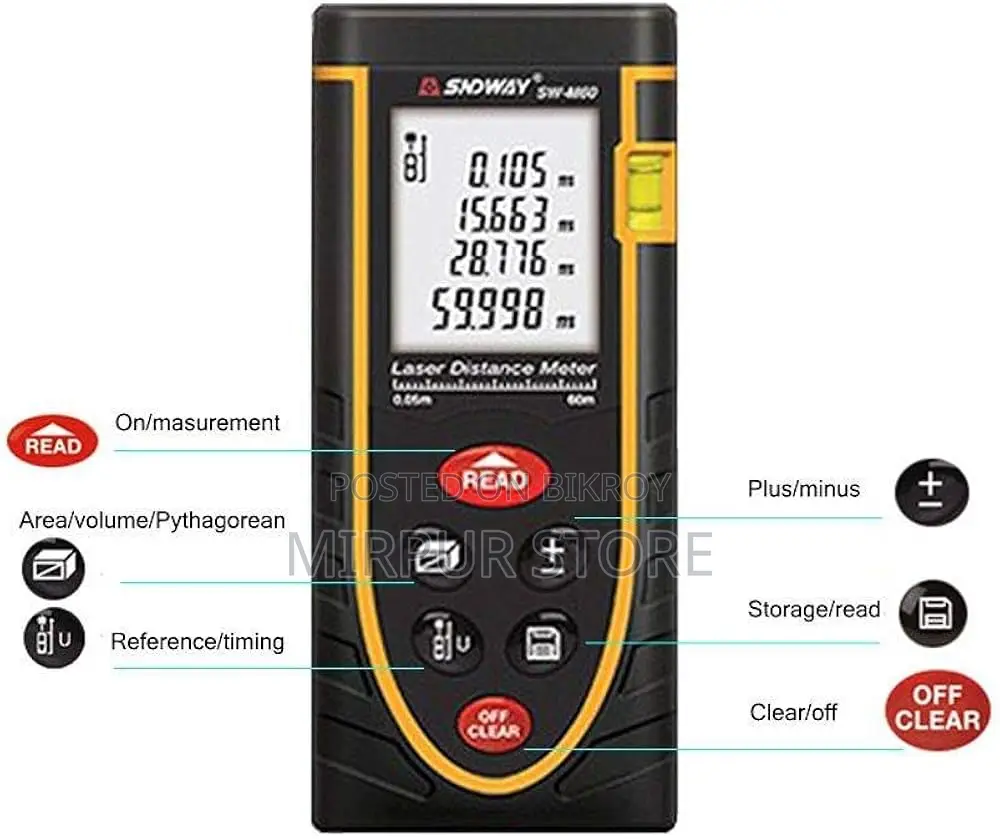 Mini Handheld Digital Distance Meter 60m