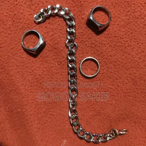 3 Rings, 1 Bracelet. The bracelet is made of silver.