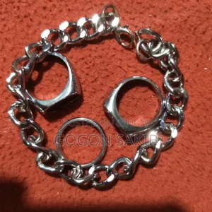 3 Rings, 1 Bracelet. The bracelet is made of silver.