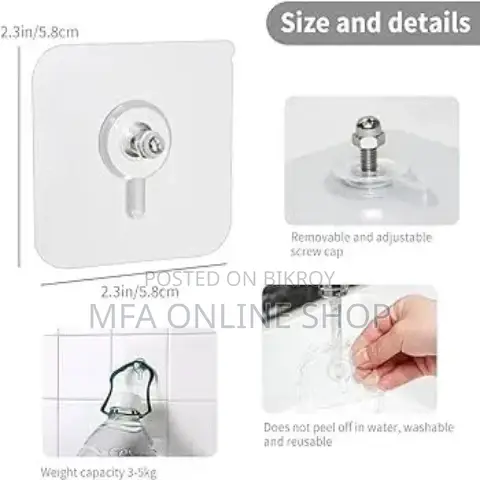 Transparent Nut Wall Hooks(10 Pcs) Packet