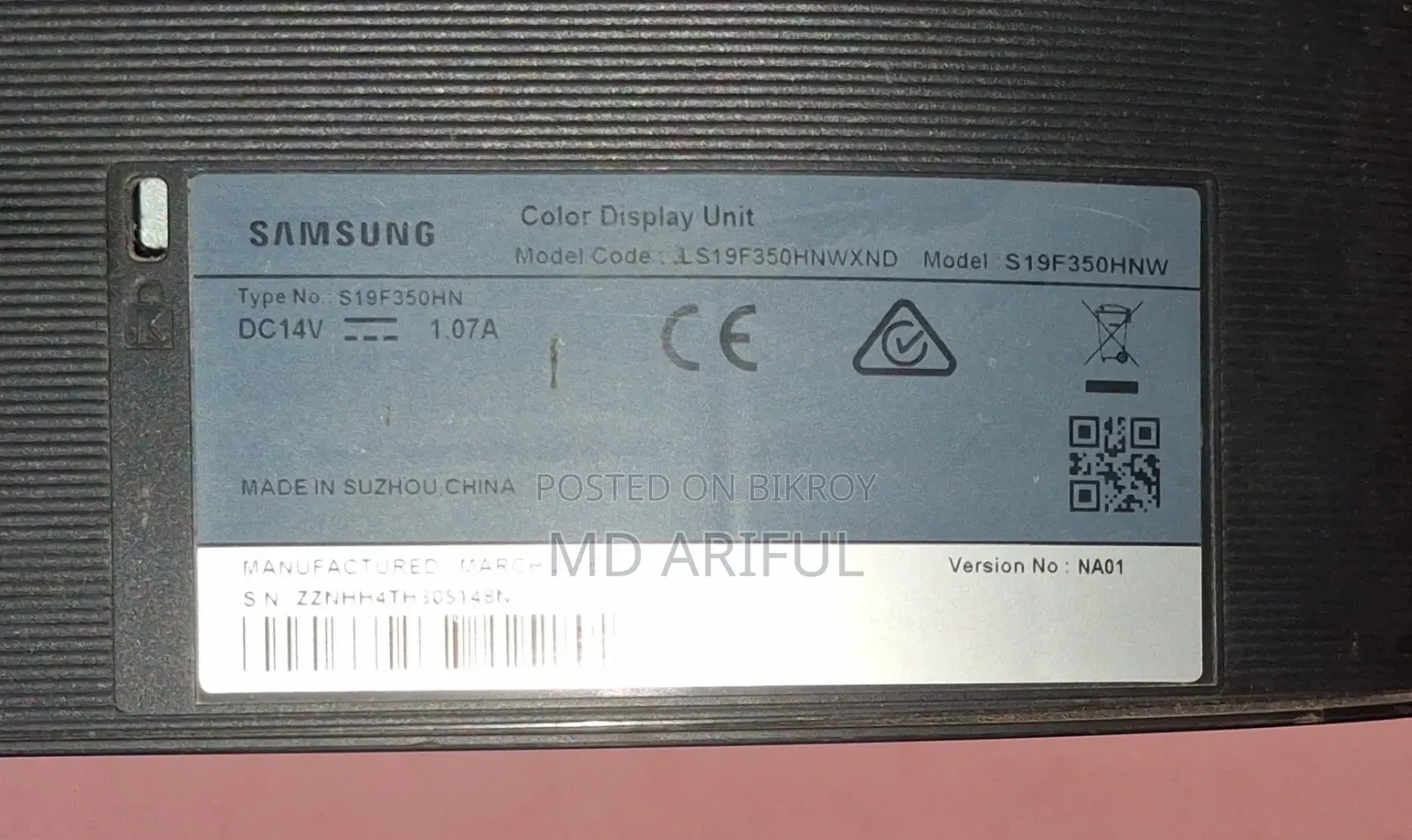 Samsung S19F350HNW 18.5 Inch LED Monitor (VGA)