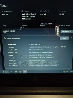 Laptop HP 8GB RAM 128GB HDD