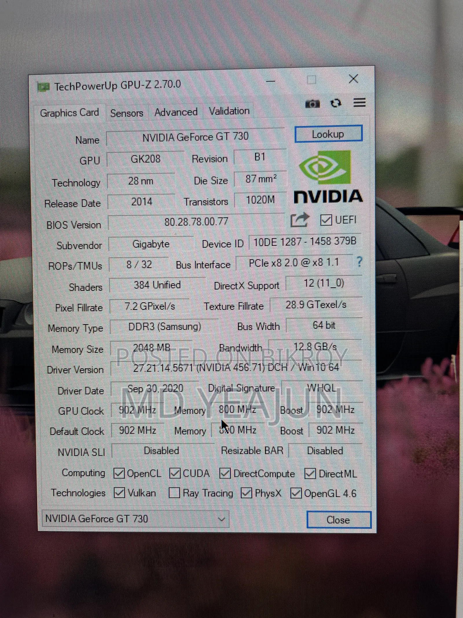 Used Gt 730 2gb Graphic Card