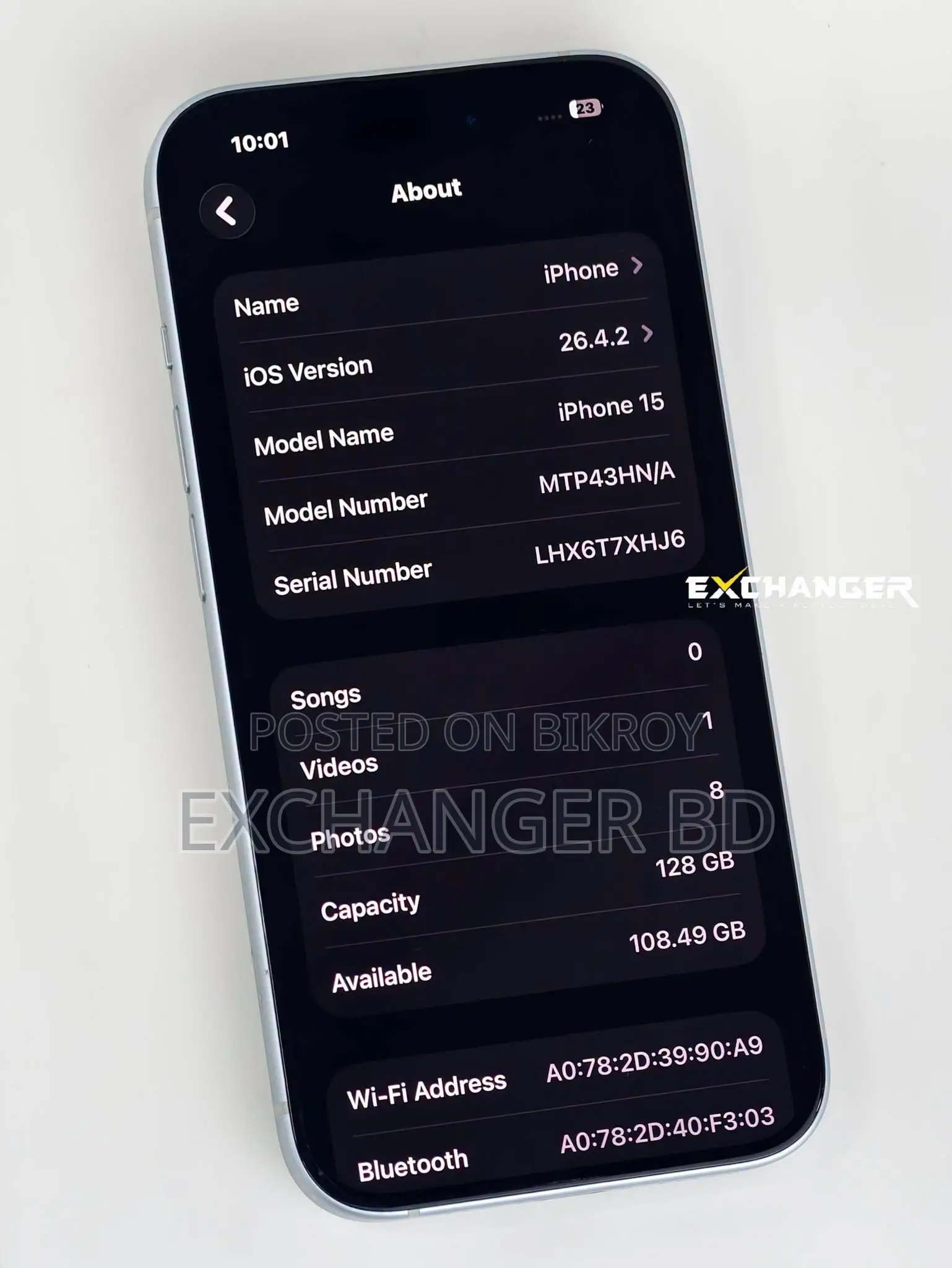 Apple iPhone 15 ১২৮ জিবি নীল