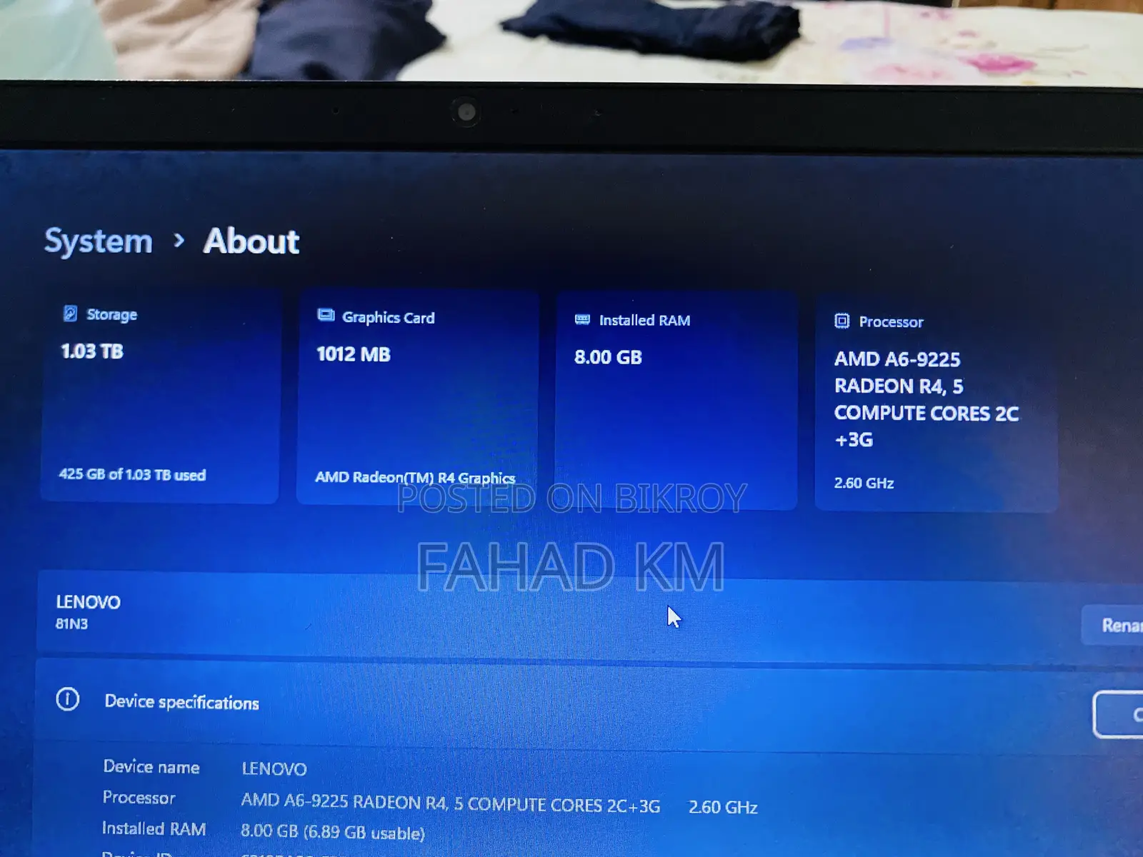 Laptop Lenovo Ideapad S145-15 8GB AMD Ryzen 5 HDD+SSD 1T
