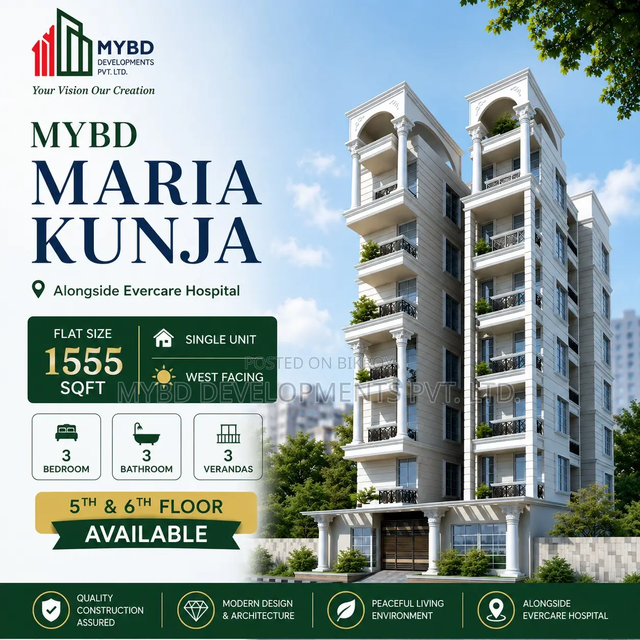 3-bedroom Apartment in Mybd Maria Kunja, Basundhara for sale
