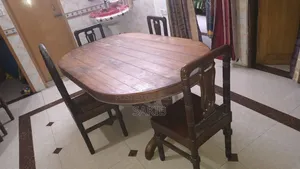 6 Feet Segun Wood Table With 4 Shilkoroi Wood Chairs
