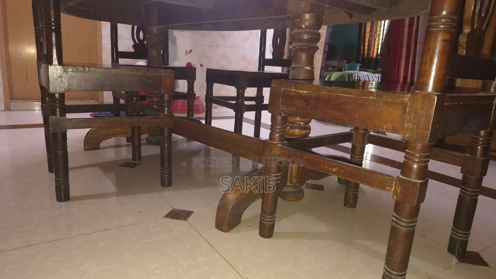 6 Feet Segun Wood Table With 4 Shilkoroi Wood Chairs