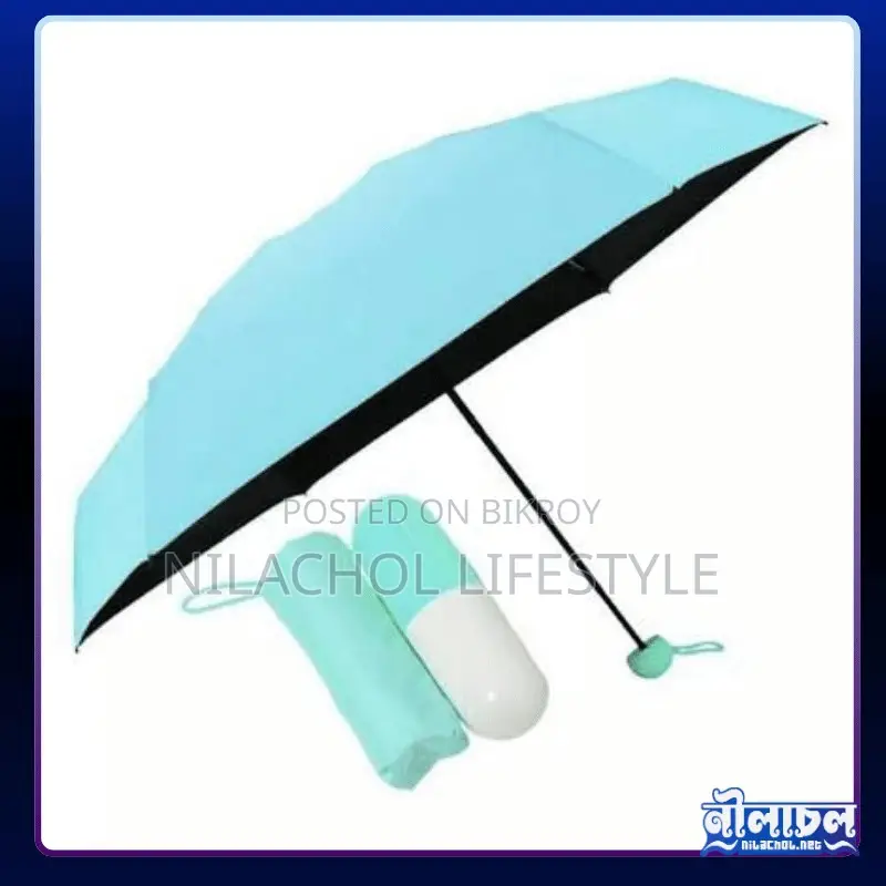 7 Inch Mini Folding Capsule Umbrella Color Cyan