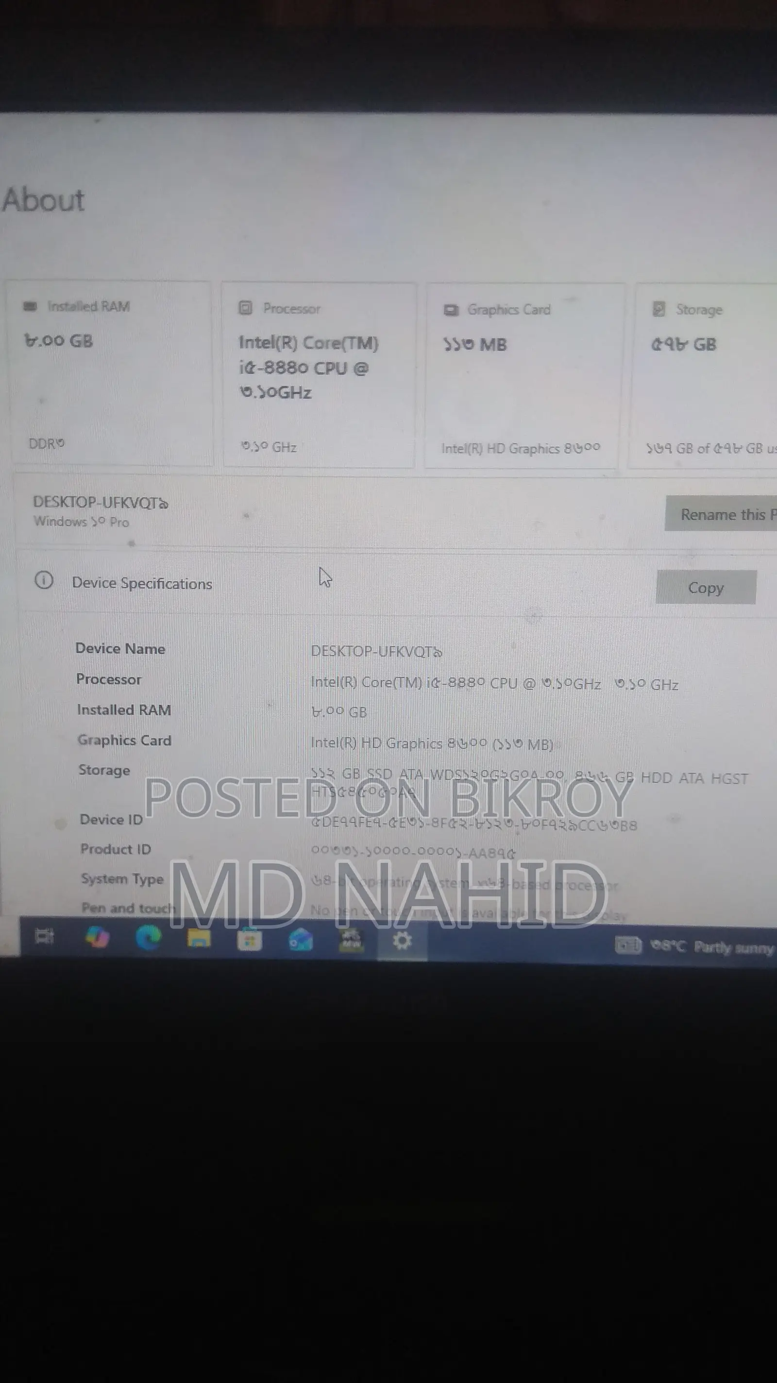 Desktop Computer Gigabyte GB-BXi5H-5200-BN 8GB Intel Core I5 SSD 500GB