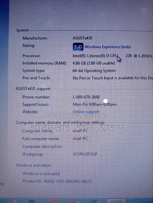 Laptop ASUS A42F 4GB Intel Celeron SSD 128GB